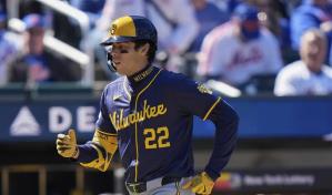 Christian Yelich venció el tráfico de Nueva York vía tren para enfrentar a los Mets