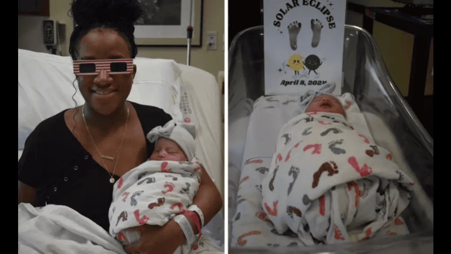 Mujer en Texas da a luz a su bebé durante el eclipse solar, la nombró Sol