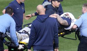 Junis, de Cerveceros, es llevado al hospital tras recibir batazo en el cuello en práctica de bateo