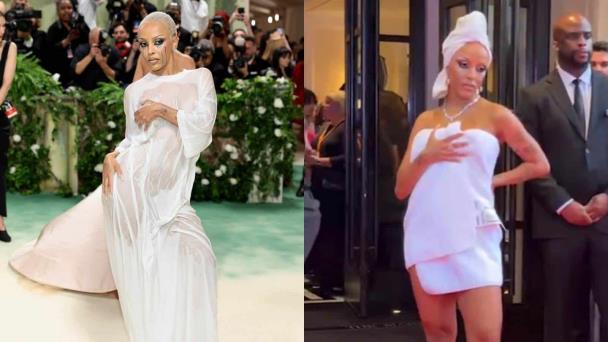 De salir en toalla a llegar semidesnuda y mojada a la MET Gala: la rapera Doja Cat