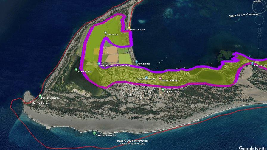 El crecimiento de las Salinas de Baní y el área protegida en el tiempo