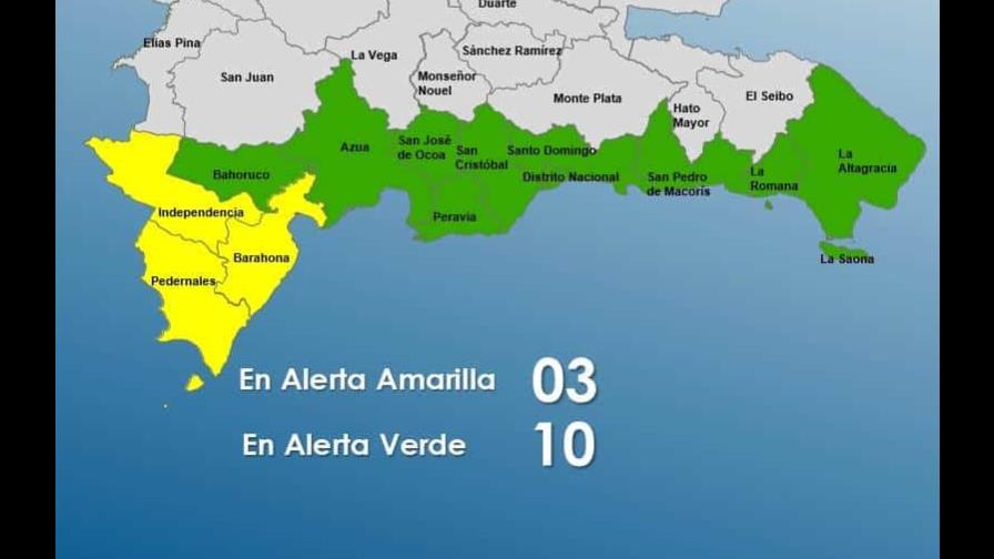 COE coloca tres provincias en alerta amarilla y diez en verde por vaguada
