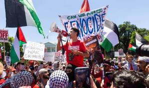 Protesta propalestina rodea la Casa Blanca con una línea roja del pueblo
