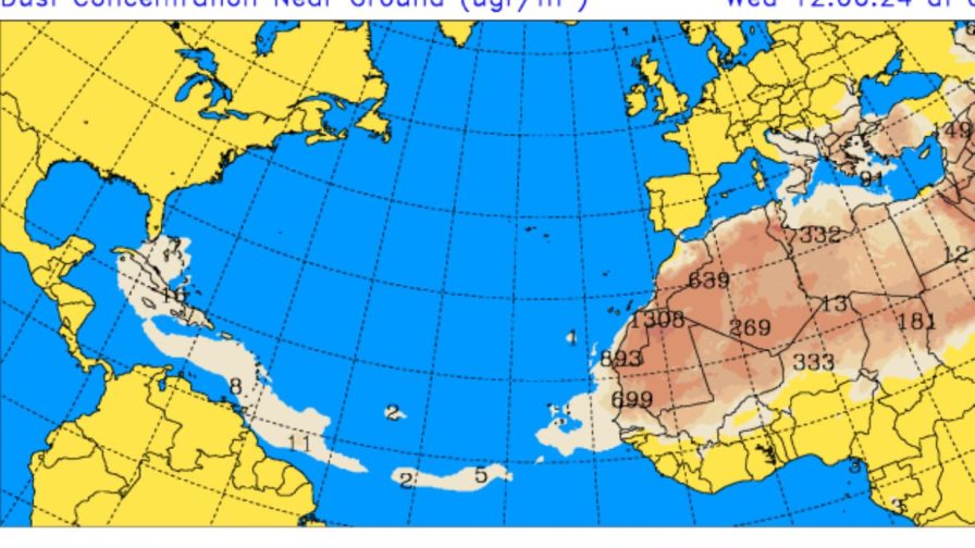Calor, escasas lluvias y polvo del Sahara durante los próximos días