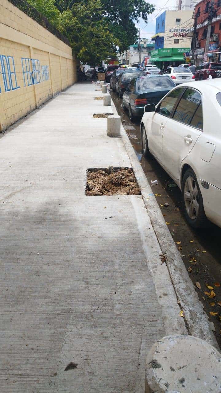 Espacio para la siembra de árbol en calle del Distrito Nacional. 