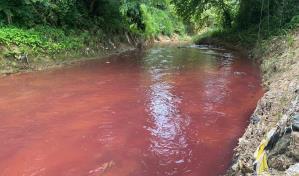 Denuncian contaminación de un río en Moca