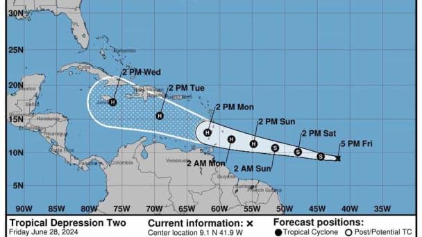 Se forma depresión tropical y se enfila hacia el territorio dominicano