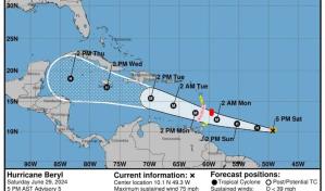 Tormenta tropical Beryl se convierte en huracán