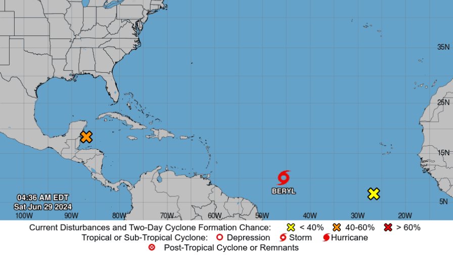 Se espera que Beryl se convierta en un huracán la noche de este sábado o el domingo