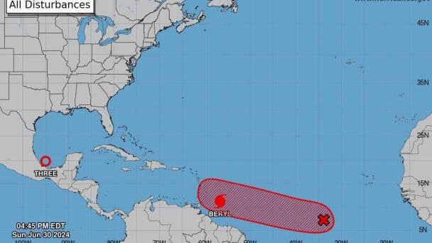 Onamet emite alerta meteorológica ante el paso del huracán Beryl en el Caribe