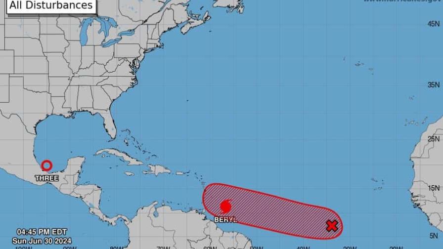 Onamet emite alerta meteorológica ante el paso del huracán Beryl en el Caribe