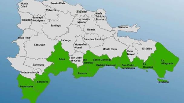 Nueve provincias y Distrito Nacional en alerta verde por oleaje asociado a huracán Beryl