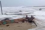 Fuertes oleajes en malecón de San Pedro de Macorís por efectos del huracán Beryl