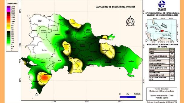 En Polo, Barahona, ocurrieron los mayores acumulados de lluvias por el huracán Beryl
