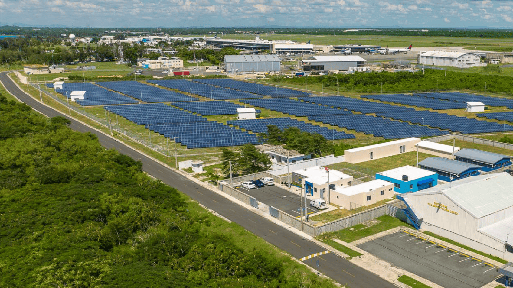 Ilustración del parque de generación solar en el Aeropuerto de Las Américas.