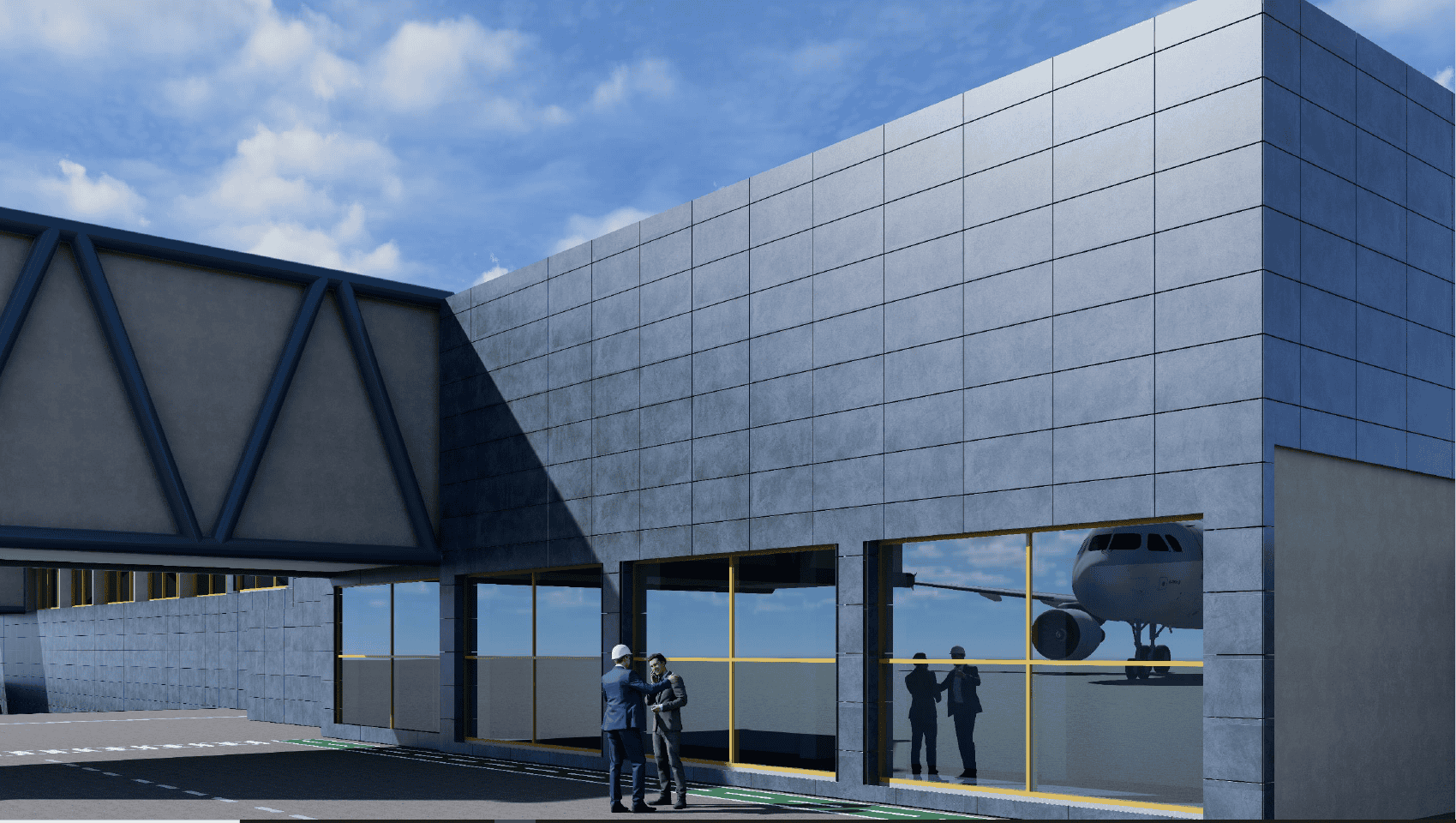 Ilustración de cómo quedarán las fachadas a las afueras de las terminales.