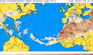 Pronostican para este martes algunos aguaceros puntuales y calor por polvo del Sahara
