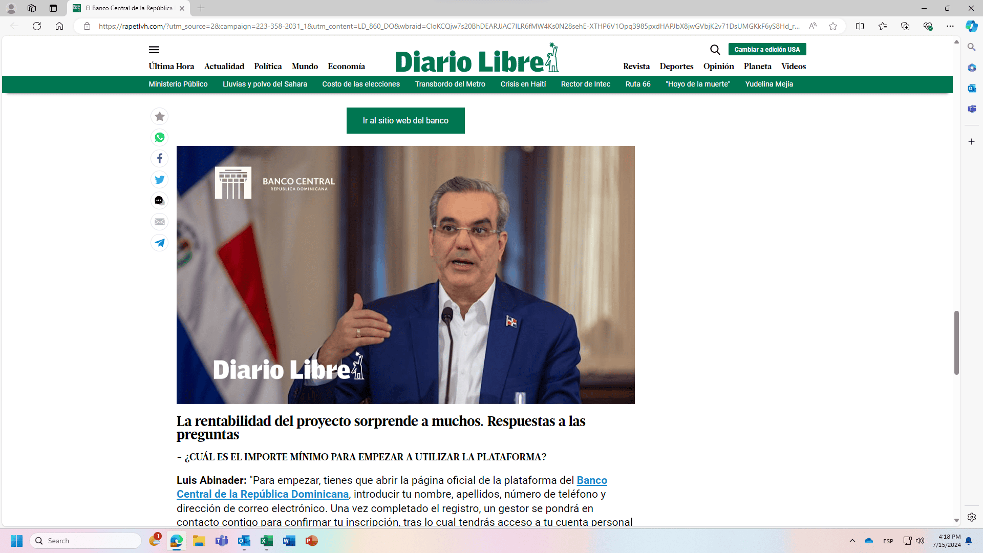Falsa página de DiarioLibre.com.
