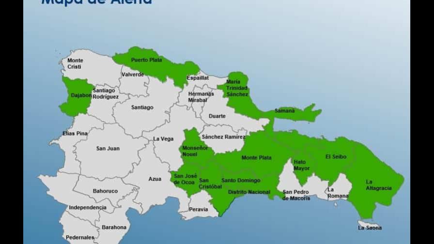 COE eleva a 13 las provincias bajo alerta verde