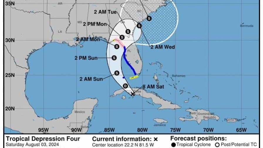 Se forma depresión cuatro y podría convertirse en la tormenta tropical Debby este sábado Se forma depresión cuatro y podría convertirse en la tormenta tropical Debby este sábado