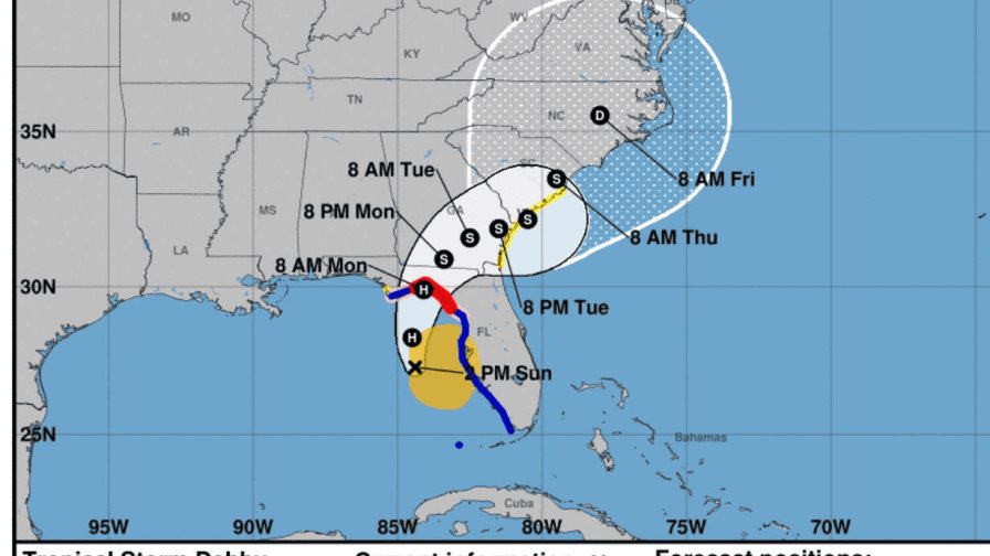 Debby se podría convertir en huracán este domingo y amenaza con lluvias históricas sureste de EE.UU.