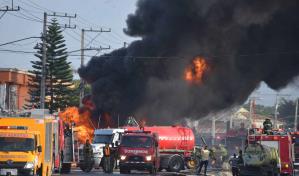 Camión tanquero se incendia en la autopista Duarte y otros vehículos cogen fuego