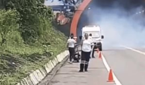 Se incendia ambulancia en tramo de la carretera Navarrete-Puerto Plata