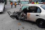 Una persona atrapada en un vehículo y varios heridos en accidente de tránsito en Santiago