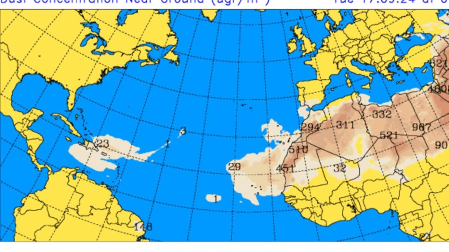 Polvo del Sahara incidirá hasta el sábado con temperaturas muy calurosas y escasas lluvias