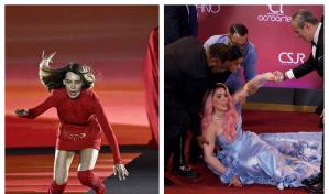 Belinda no ha sido la única; las aparatosas caídas de famosas durante desfiles de moda