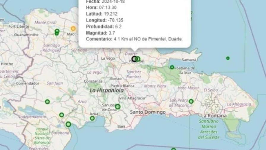 Se registra sismo de 3.7 en la provincia Duarte