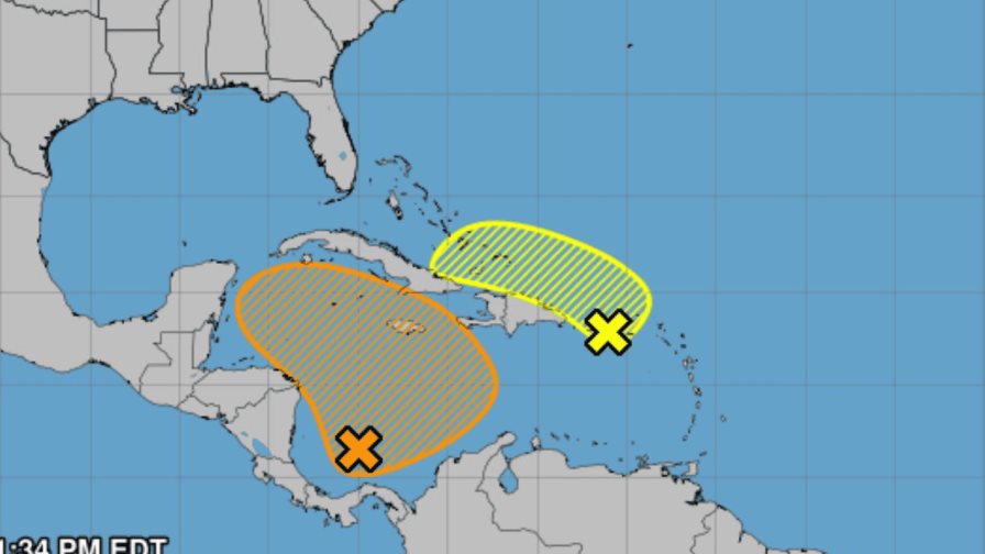 Nuevo sistema cerca de Puerto Rico; zona al sur de Jamaica con 60 % de posible desarrollo