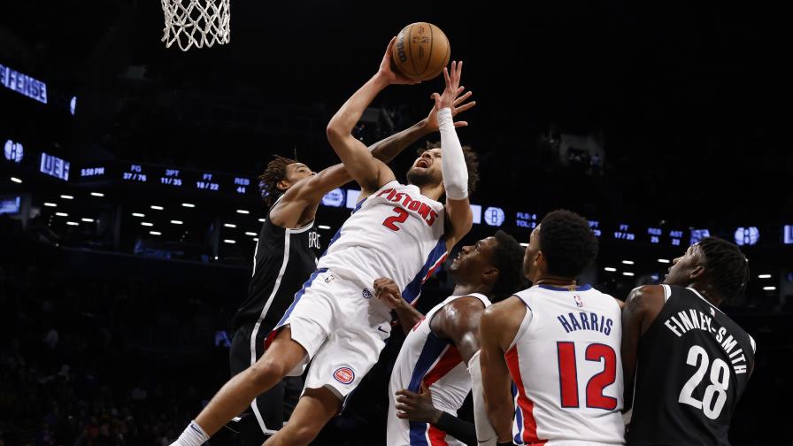 Seis jugadores de los Pistons logran doble dígito y llevan a Detroit a vencer a los Nets, 106-92