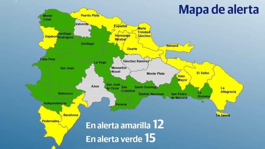 El COE mantiene 12 provincias en alerta amarilla y 15 en alerta verde