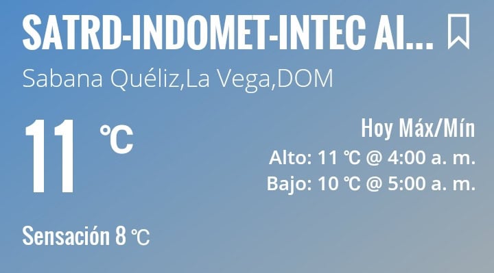 Temperatura registrada en Sabana Quéliz