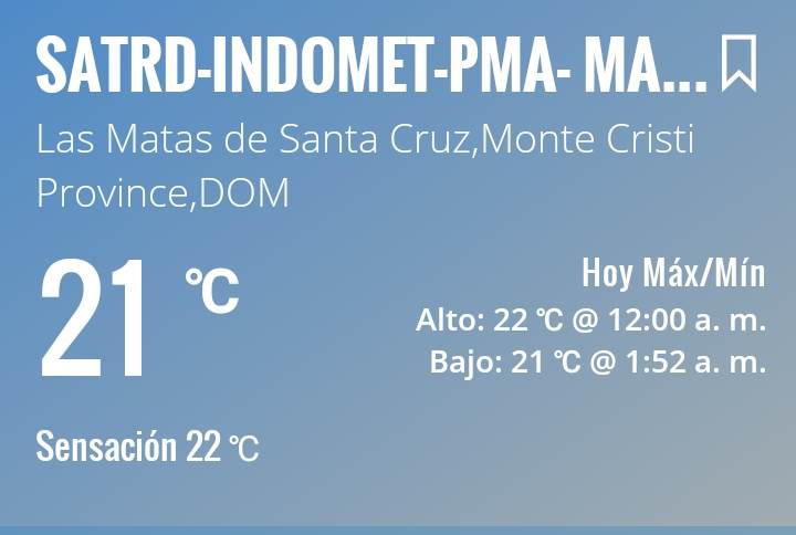 Temperatura registrada en las Matas de Santa Cruz. 