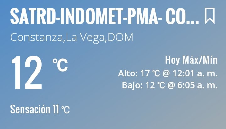 Temperatura registrada en Constanza.