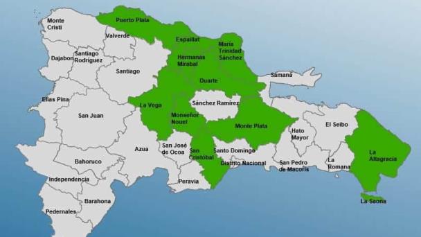 COE coloca 10 provincias en alerta verde por vaguada sobre el país