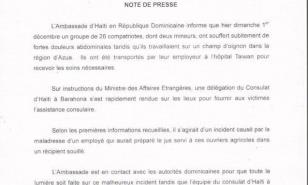 El Gobierno dominicano comunicó formalmente a Haití de la intoxicación de 26 haitianos en Barahona