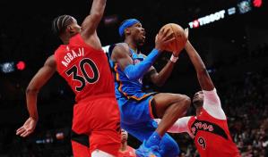 Gilgeous-Alexander anota 30 en victoria del Thunder 129-92 sobre Raptors