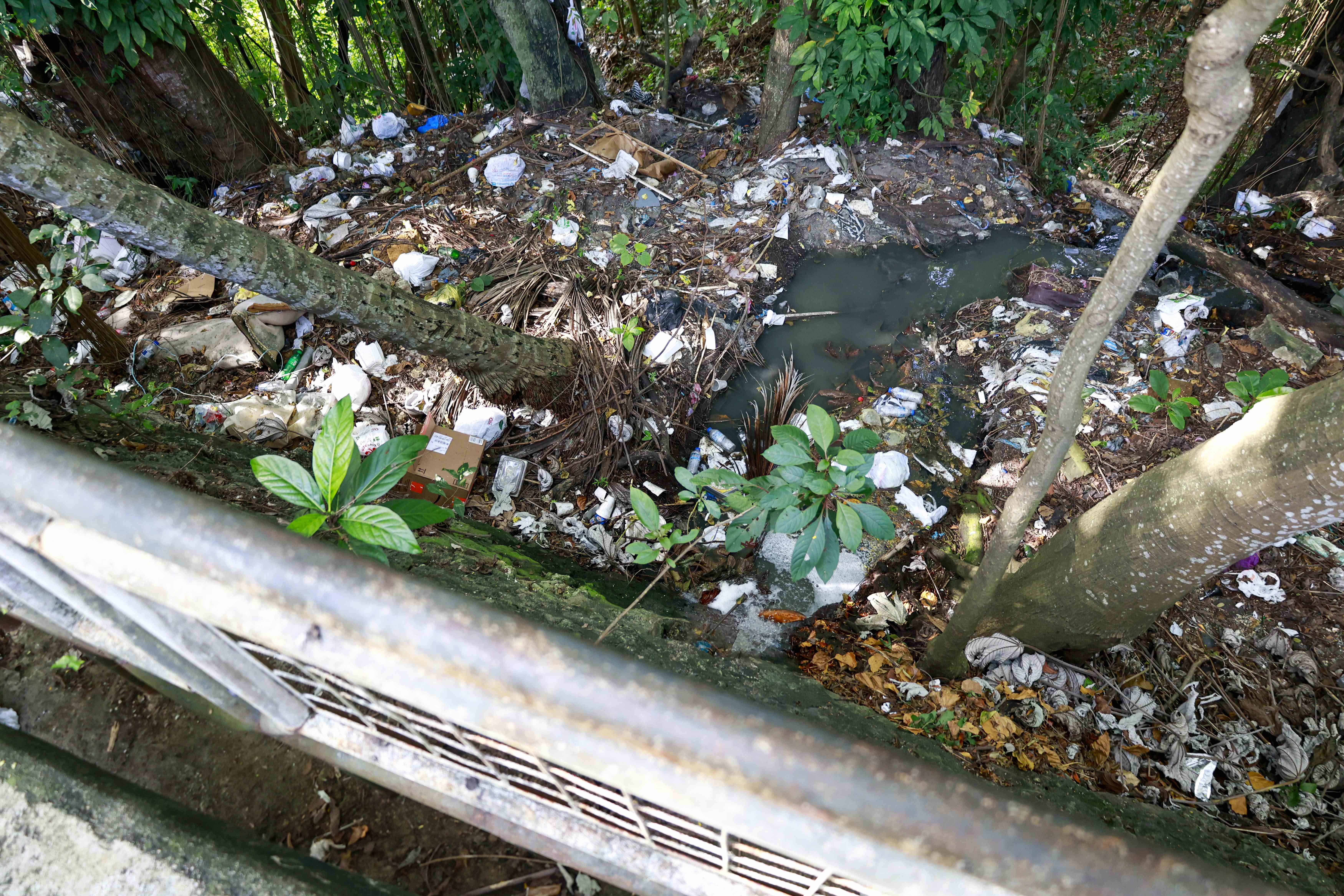 Agua de sanitarios que van a parar al río  Ozama.