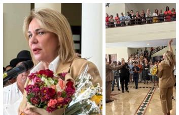 Milagros Germán se emociona hasta las lágrimas por la emotiva despedida de empleados de Cultura