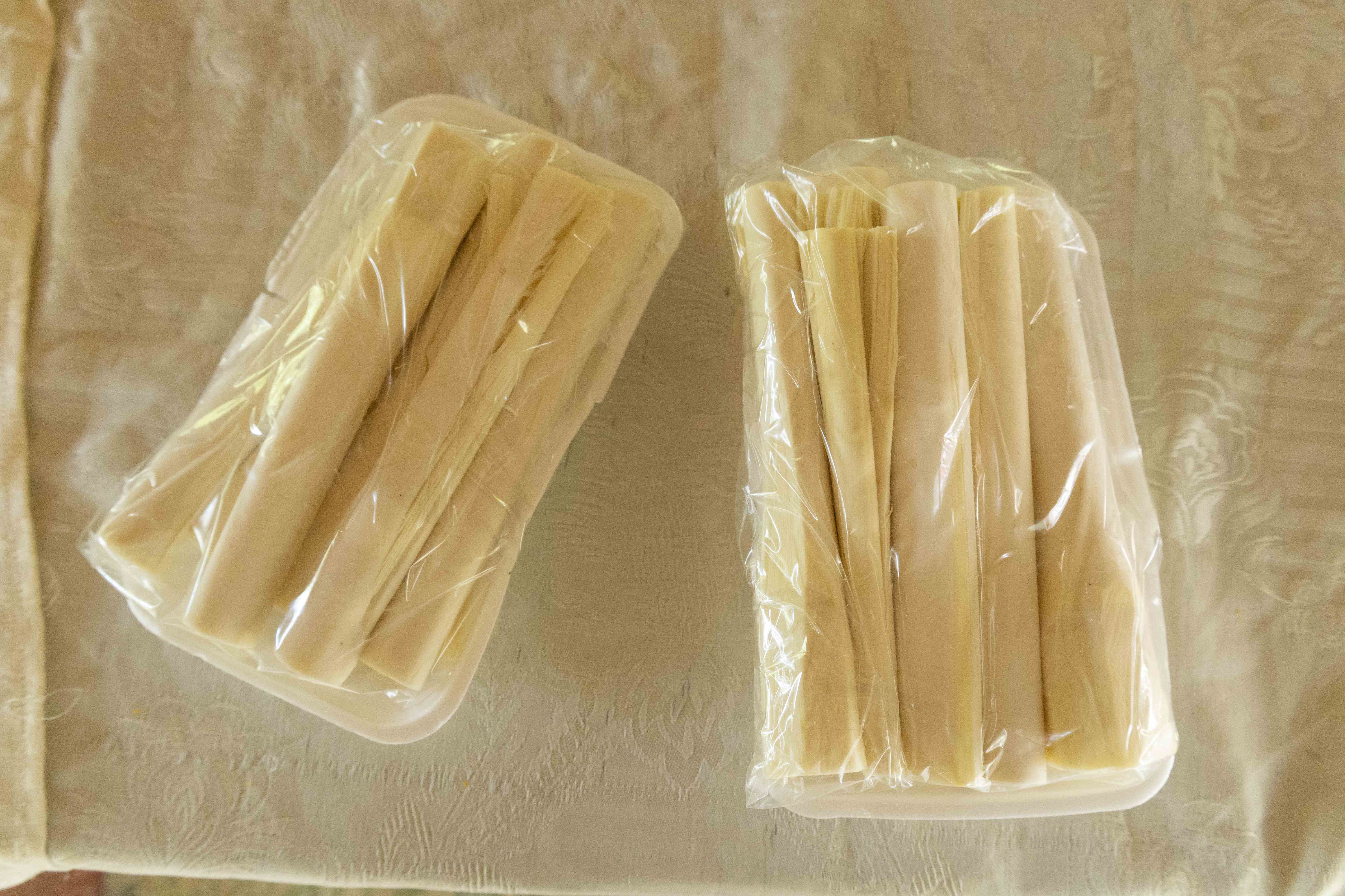 Palmito empacado para su venta. 