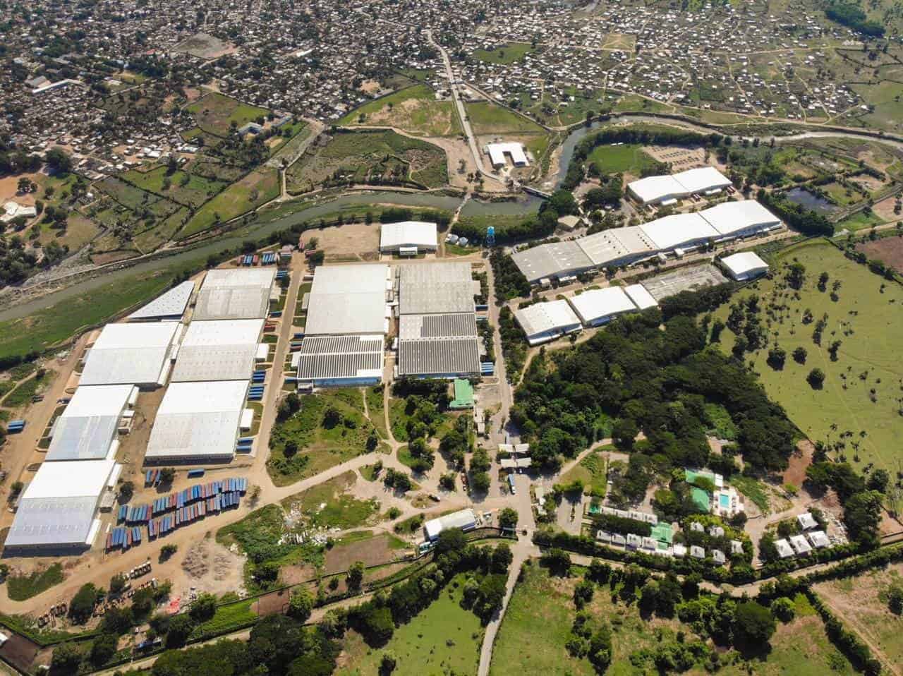 Vista aérea del parque industrial Codevi, en Juana Méndez.