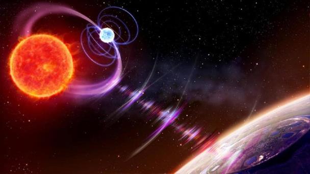 Descubren que un sistema binario de dos estrellas produce algo insólito: pulsos de radio