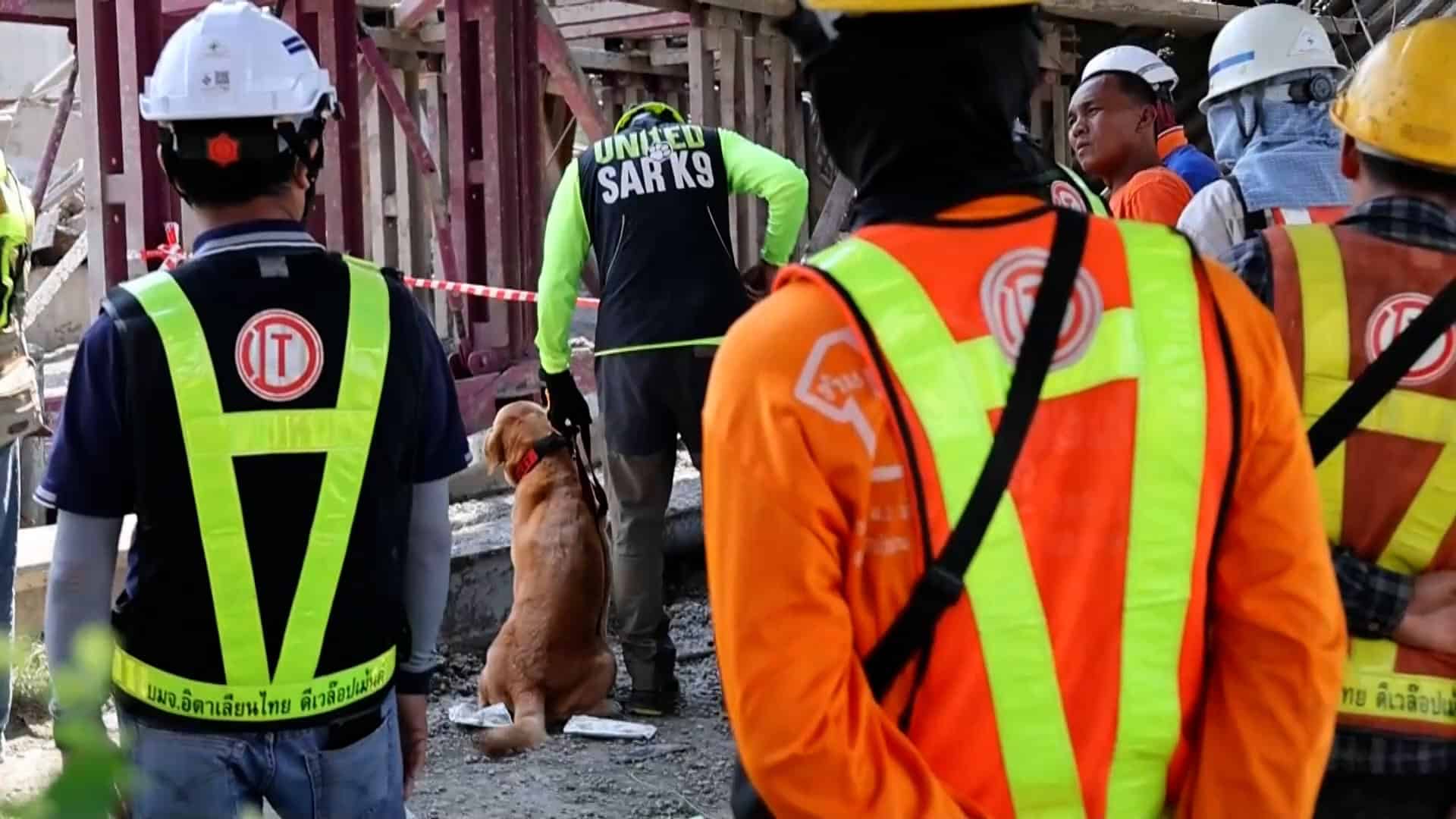 Derrumbe de una autopista elevada en construcción al sur de Bangkok, 15 de marzo del 2025.