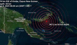 Sismo de magnitud 6,9 frente a la costa de Papúa Nueva Guinea