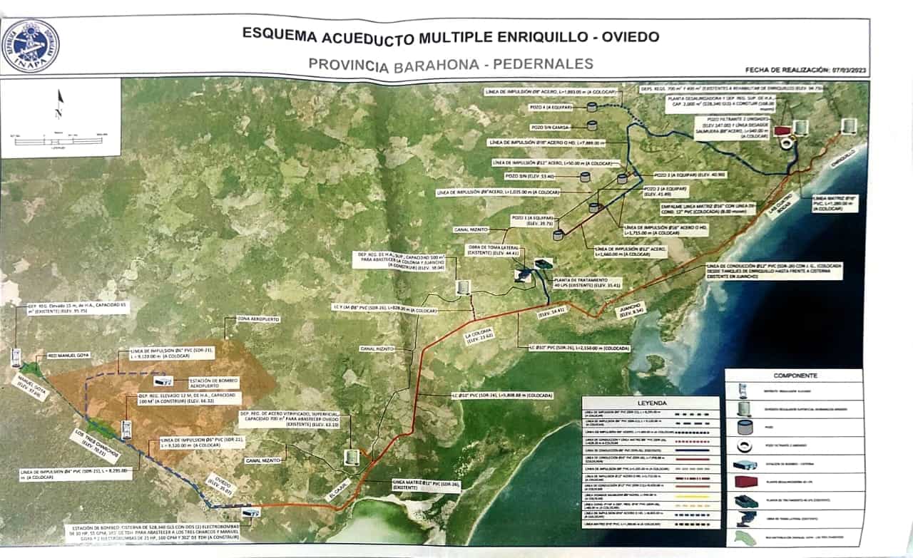 El esquema del Acueducto Múltiple Enriquillo -Oviedo incluye una planta desalinizadora. 