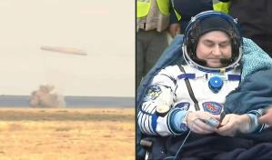 Una nave espacial Soyuz aterriza en Kazajistán con dos rusos y un estadounidense