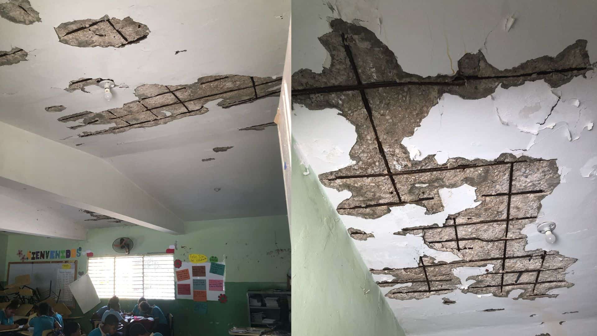 Así de deteriorado se ve el techo en una de las dos edificaciones de la escuela Amado Haro.